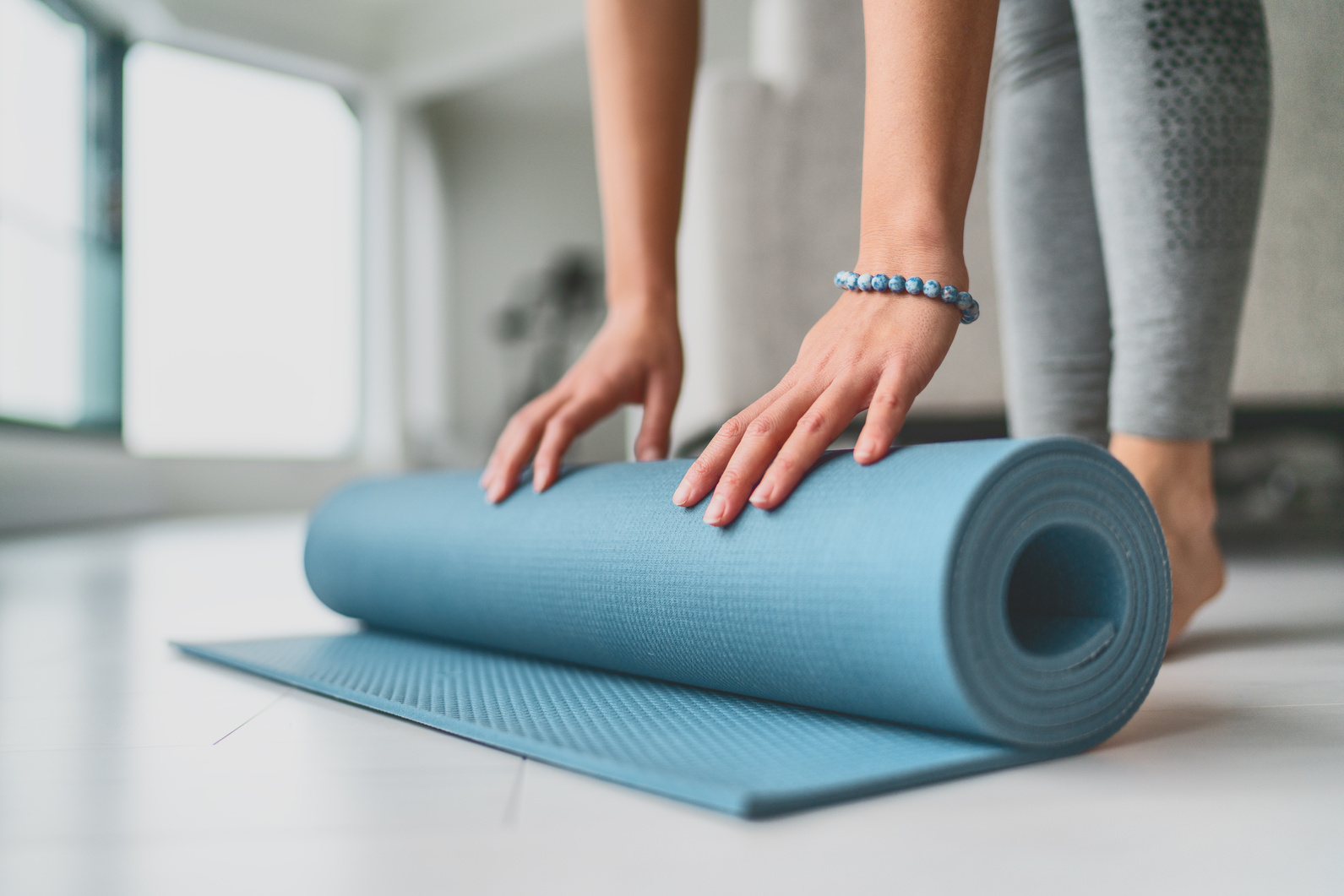 Rolling Yoga Mat Indoors